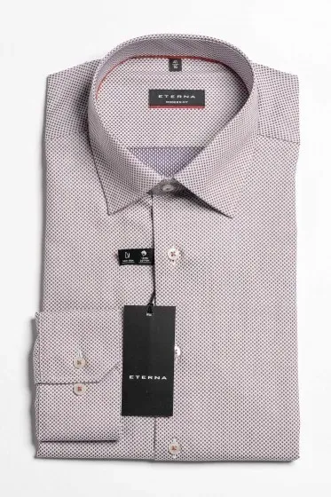 Eterna Modern fit narancssárga-fehér mintás ing