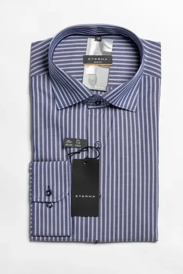 Eterna Slim fit kék csíkos ing