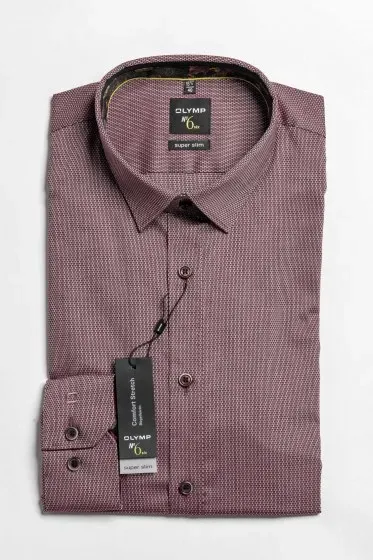 Olymp Super Slim no.6 Six bordó mintás ing
