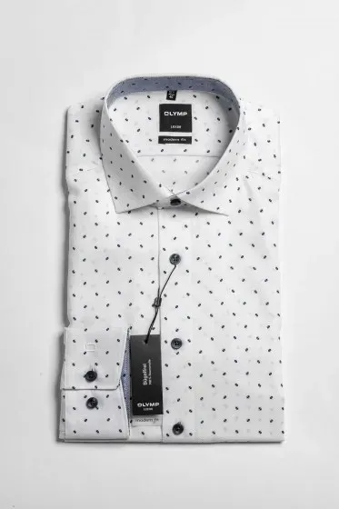 Olymp Modern fit fehér-kék mintás ing