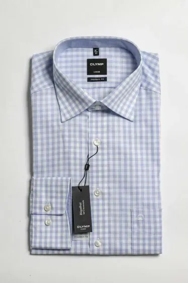 Olymp Modern fit kék-fehér kockás ing