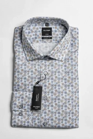 Olymp Modern fit kék-barna mintás ing