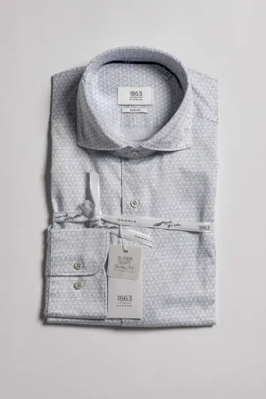 Eterna Eterna Slim fit kék-fehér mintás ing