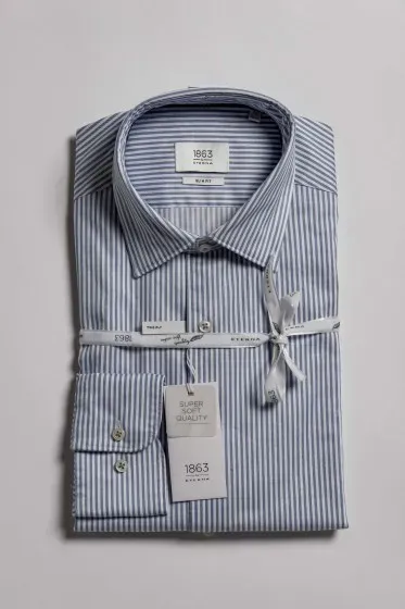Eterna Eterna Slim fit kék-fehér csíkos ing