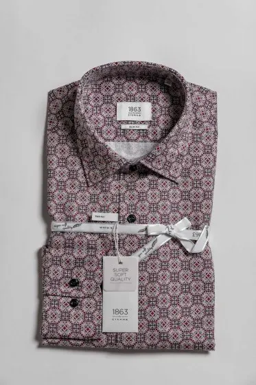 Eterna Eterna Slim fit bordó mintás ing