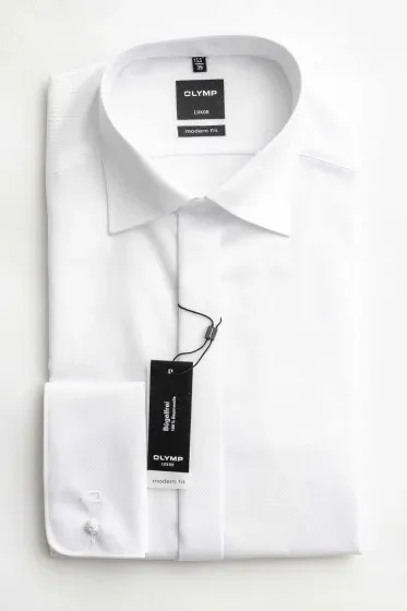 Olymp Modern fit fehér diagonál mintás ceremónia ing